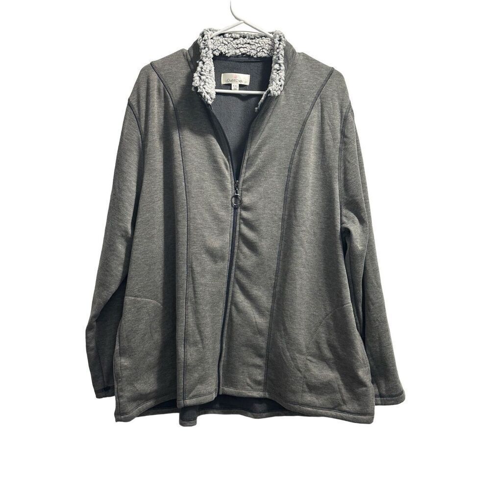 Women’s Grey Full Zip Cuddl Duds Jacket EUC Size XXL